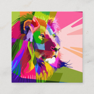 Lion Colorful Prismatic Pop Art Design Enclosure Card