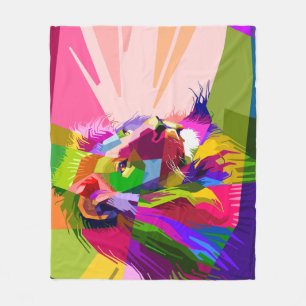 Lion Colorful Prismatic Pop Art Design Fleece Blanket