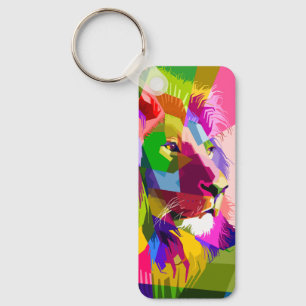 Lion Colorful Prismatic Pop Art Design Keychain