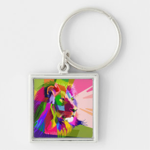 Lion Colorful Prismatic Pop Art Design Keychain