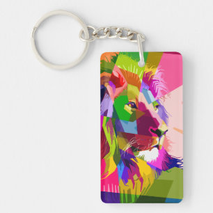 Lion Colorful Prismatic Pop Art Design Keychain