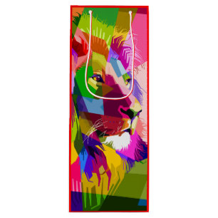 Lion Colorful Prismatic Pop Art Design Wine Gift Bag
