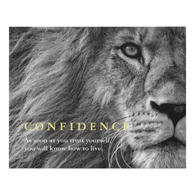 Lion Confidence Quote Inspirational Faux Canvas Print (Front)