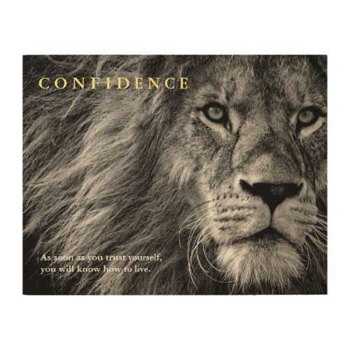 Lion Confidence Quote Inspirational Wood Wall Art