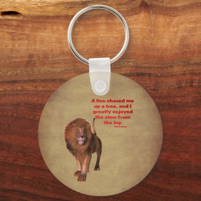 Lion Confucius Inspirational Quote  Keychain (Front)