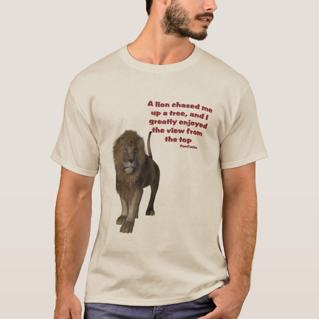 Lion Confucius Inspirational Quote T-Shirt (Front)