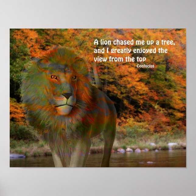 Lion Confucius Perception Inspirational Quote Poster (Front)