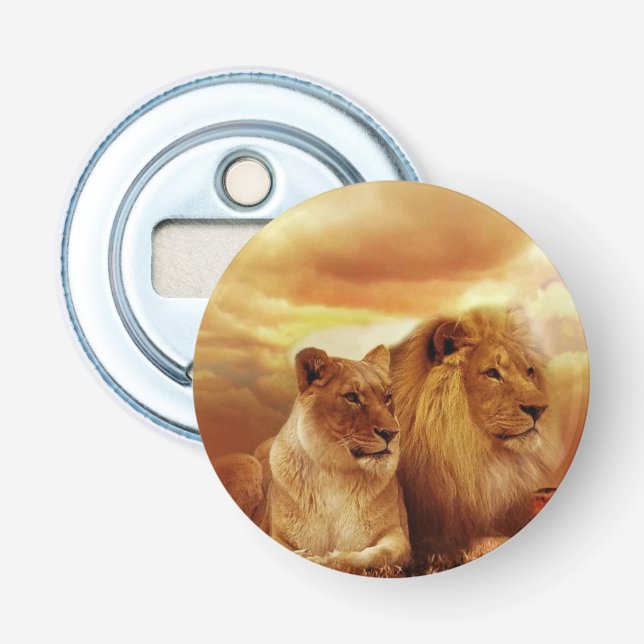Lion couple in the safari bottle opener (Front)