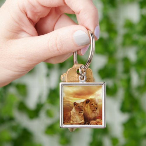 Lion couple in the safari keychain