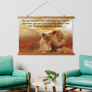 : Lion and Lioness Wall Art Love Quotes Animal Canvas Prints  Painting Vintage Lions Couple Pictures Framed Rustic Artwork Home Decor for  Bathroom Bedroom Dining Living Room 24x16: Posters & Prints