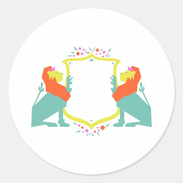 Lion Crest Classic Round Sticker (Front)