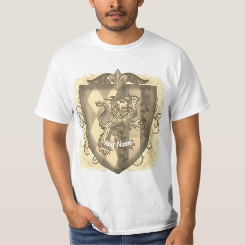 Lion Crest Stripes Shield custom name T_Shirt