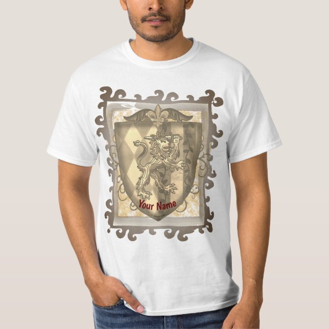 Lion Crest Stripes Shield  T-Shirt (Front)