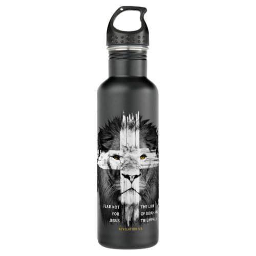 Lion Cross Jesus Christian Lord God Believerpng Stainless Steel Water Bottle