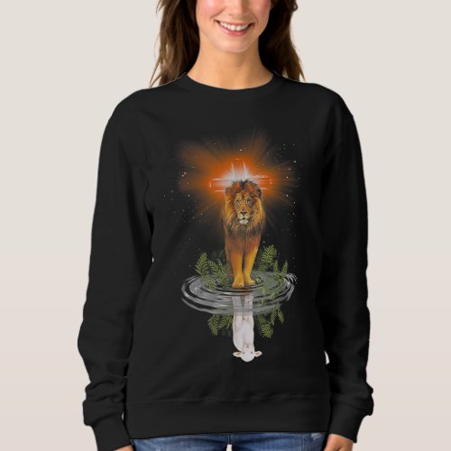 Lion Cross Jesus Reflection Water Mirror Sheep Sweatshirt