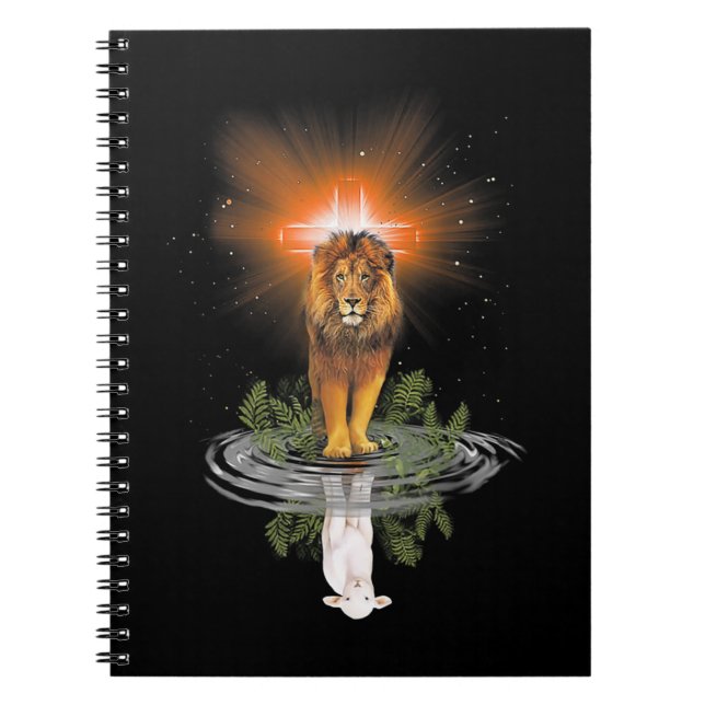 Lion Cross Jesus Reflection Water Mirror Sheep T-S Notebook (Front)