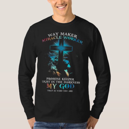Lion Cross Light Colorful Waymaker Miracle Worker T_Shirt