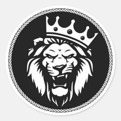 Lion crown roar classic round sticker