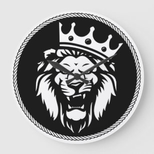 Lion crown roar large clock