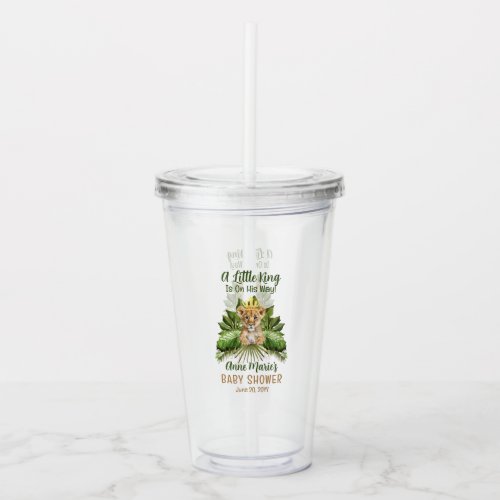 Lion Cub A Little King Is On His Way Baby Shower Acrylic Tumbler
