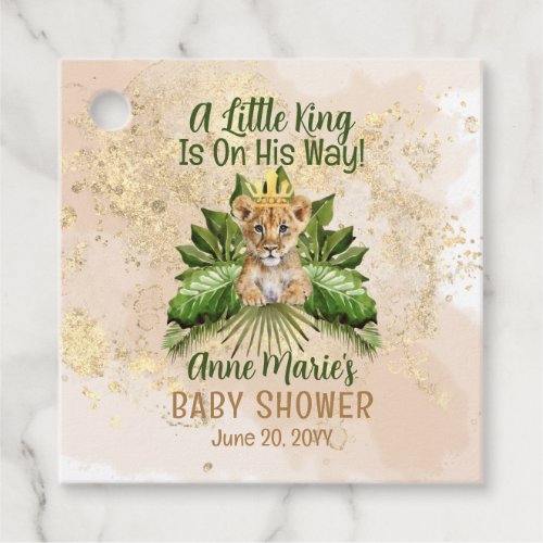 Lion Cub A Little King Is On His Way Baby Shower Favor Tags