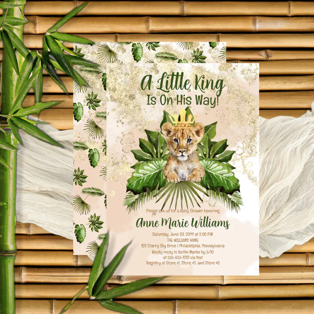 Lion Cub A Little King Is On His Way Baby Shower Invitation | Zazzle