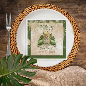 Lion Cub A Little King Is On His Way Baby Shower Napkins by holidayhearts at Zazzle
