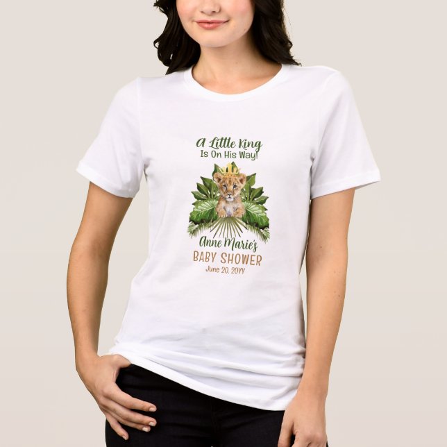 Lion Cub A Little King Is On His Way Baby Shower Tri-Blend Shirt (Front)