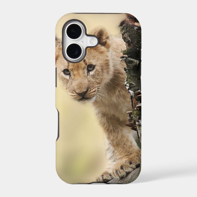 Lion Cub Climbing Tree Cute Photo Case-Mate iPhone Case (Back)