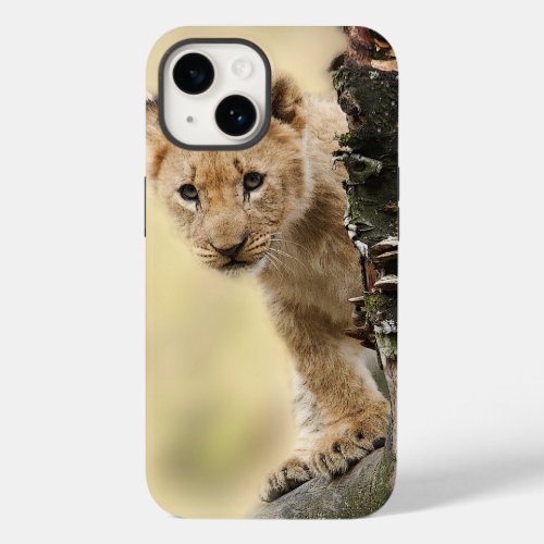 Lion Cub Climbing Tree Cute Photo Case_Mate iPhone 14 Case