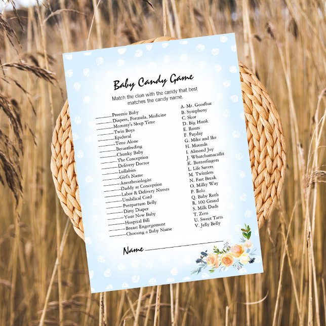 Lion Cub Floral Blue Baby Candy Shower Game Program (Creator Uploaded)