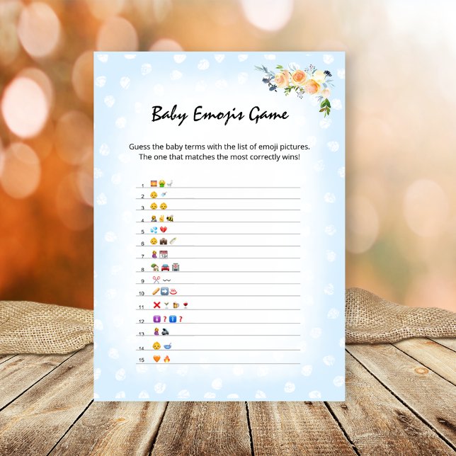 Lion Cub Floral Blue Baby Emoji's Shower Game Program (Creator Uploaded)