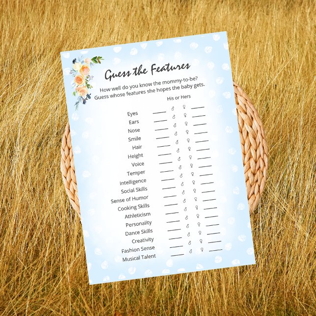 Lion Cub Floral Blue Features Guess Shower Game Program (Creator Uploaded)