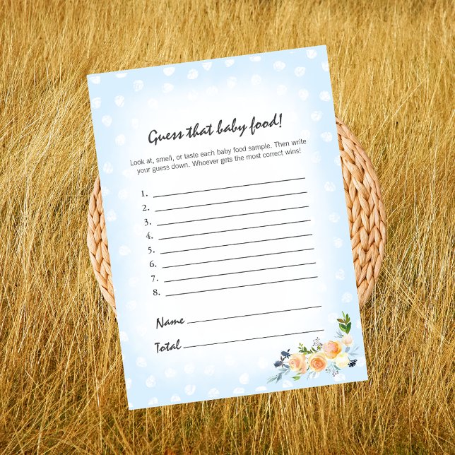 Lion Cub Floral Blue Guess That Baby Food Game Program (Creator Uploaded)