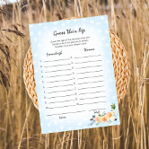 Baby Shower Name That Baby Song Game Set - Minimalist White & Blue Fill-In Cards - 30 Double-Sided Cards + Answer Card For Gender Reveal & Party Fun