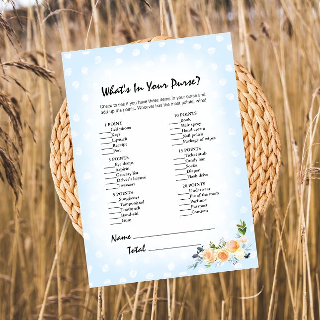 Lion Cub Floral Blue What's In Your Purse Game Program (Creator Uploaded)