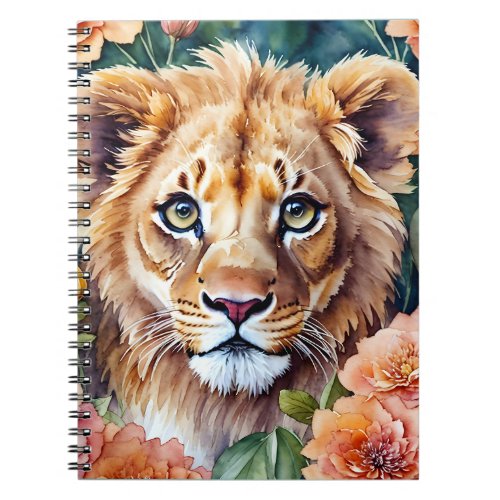 Lion Cub Floral Watercolor Art Notebook