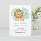 Lion Cub Jungle Leaves Boy Baby Shower Invitation (Standing Front)