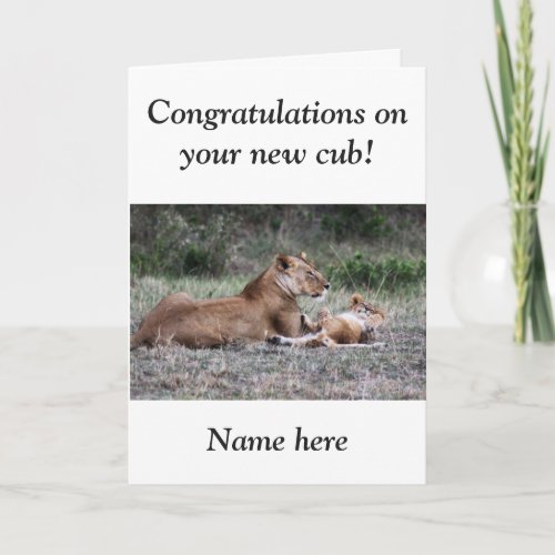 Lion cub new baby congratulations card