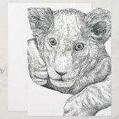 Lion Cub Pen and Ink (Front/Back)