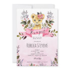 lion cub pink floral girl baby shower invitation