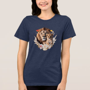 Lion Cub Royal Gold Floral Tri-blend T-Shirt  Shirt