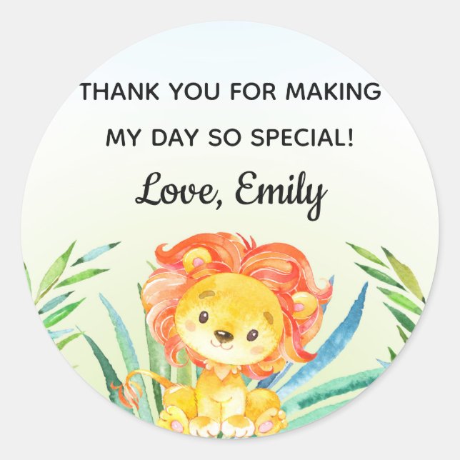 Lion cub shower favor label baby shower birthday (Front)