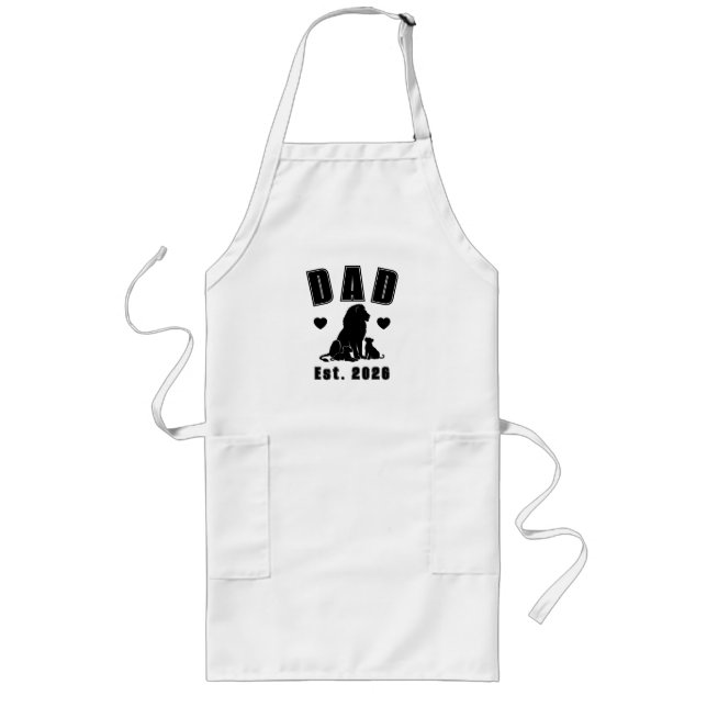 Lion Cub Silhouette New Dad Est Year Long Apron (Front)