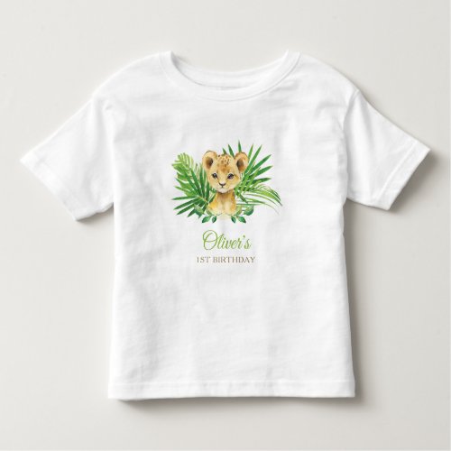 Lion Cub Tropical Greenery Birthday Baby Shower Toddler T_shirt