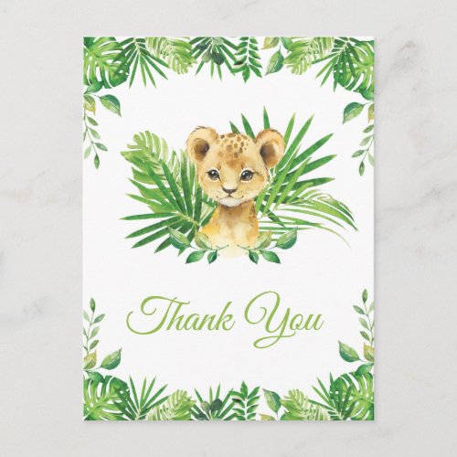 Lion Cub Tropical Greenery Birthday Thank You  Postcard