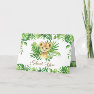 Lion Cub Tropical Grenery Jungle Baby Shower Thank You Card