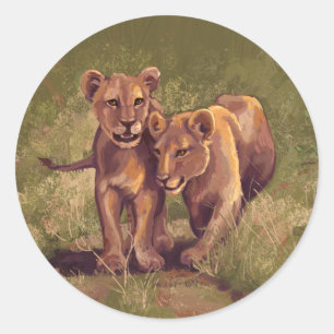 Lion Cubs Classic Round Sticker