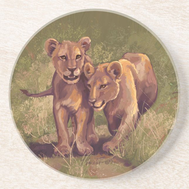 Lion Cubs Drink Coaster (Front)