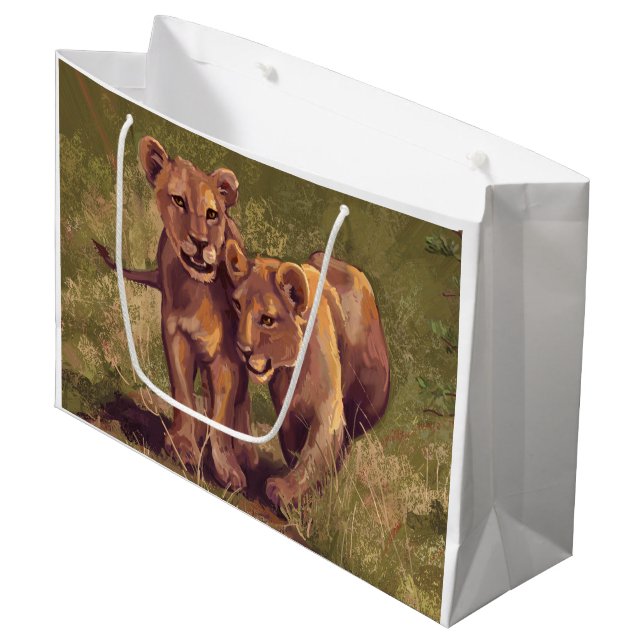Lion Cubs Large Gift Bag (Front Angled)